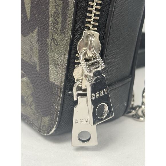 DKNY Graffiti Crossbody Green Black Logo Square Sm Camera Bag Chain Strap Street - Picture 6 of 10